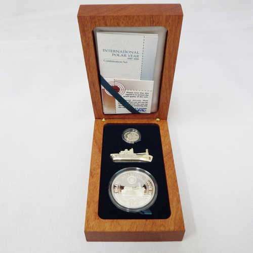 2008 RSA International Polar Year combination set with silver R2 & tickey & silver SA Agulhas ship