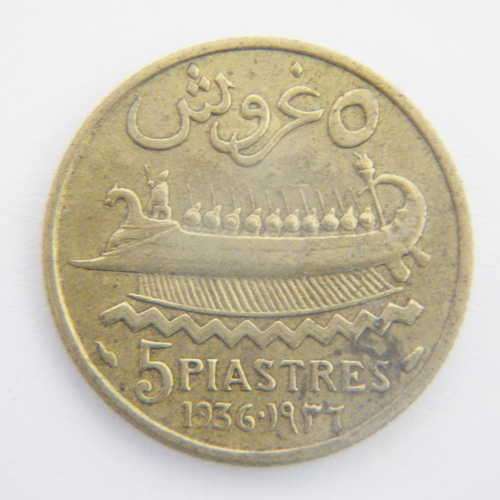 Lebanon 1936 bronze 5 piastres