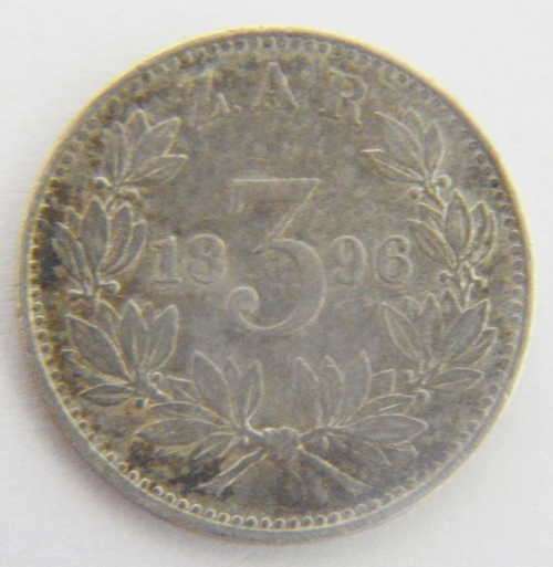 1896 ZAR Kruger 3d tickey