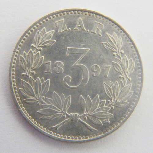 1897 ZAR Kruger 3d tickey UNC