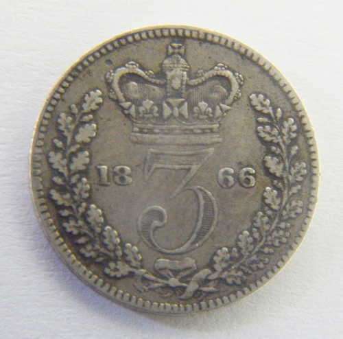 Great  Britain 1866 three pence VF