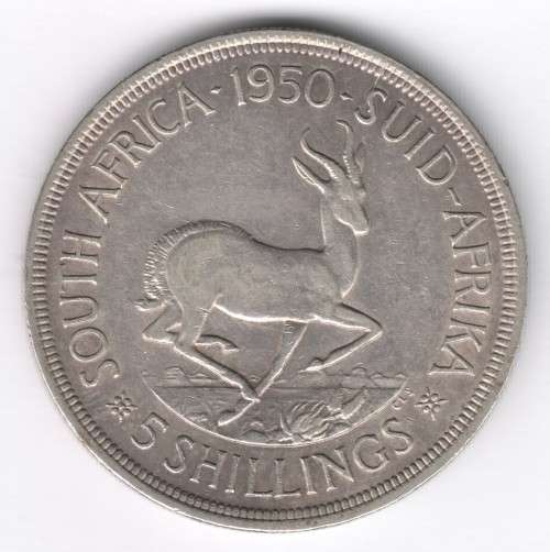 1950 South Africa 5 shilling crown - silver SCARCE