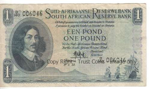 9.1.52 M.H de Kock one pound ( B140 )