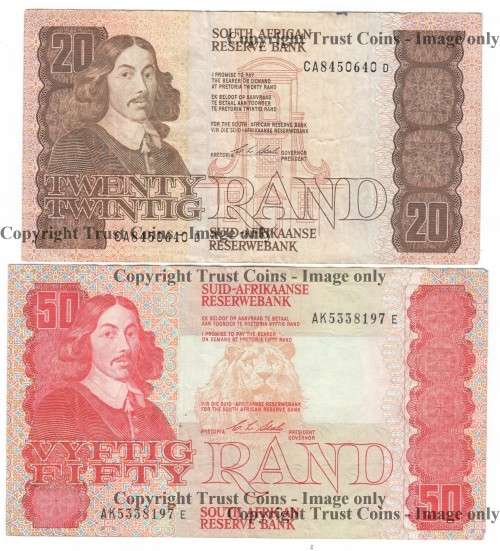 Lot of 9 old South African banknotes