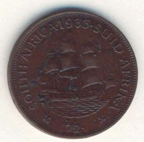 1933 South Africa 1/2 Penny