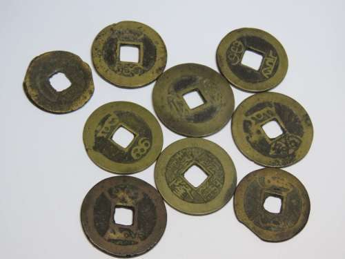 Lot of 9 antique Chinese cash coins