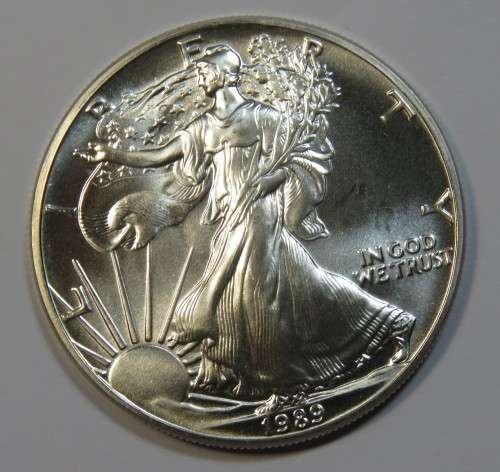 1989 USA 1Oz fine silver Liberty one dollar - Uncirculated