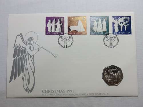 1991 Isle of man 50 Pence commemorative coin in cover