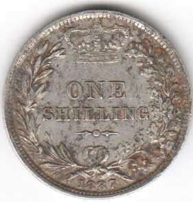 1887 Great Britain shilling coin