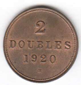 1920 (H) Guernsey 2 doubles coin