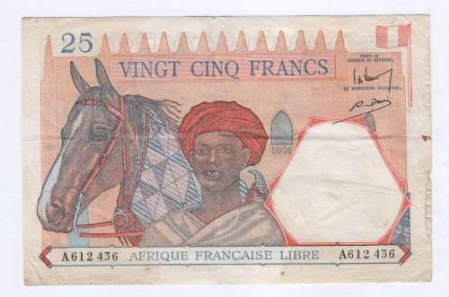 French West Africa 25 francs note