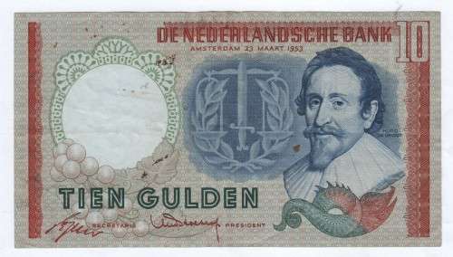 Netherlands 1953 10 Gulden note