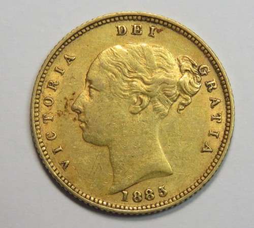 1885 English half sovereign XF with some lustre 1885 over 3
