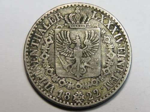 German States Prussia 1822 sixth Einen Thaler - VF+