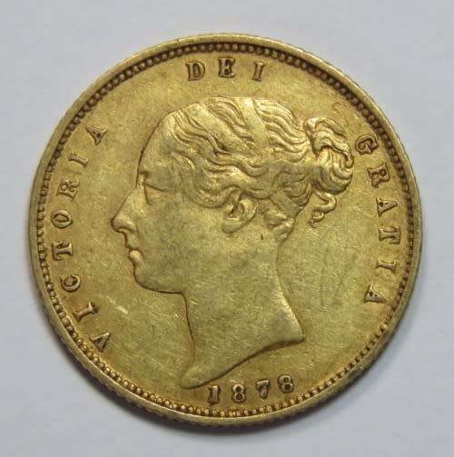 1878 Great Britian half sovereign VF+ - Die no 10 unrecorded in 1878