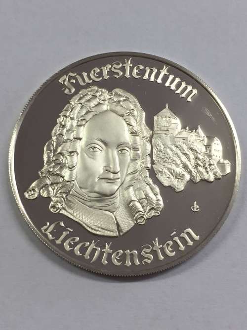 Proof sterling silver medallion honoring the Ancient heritage of Liechtenstein 1975