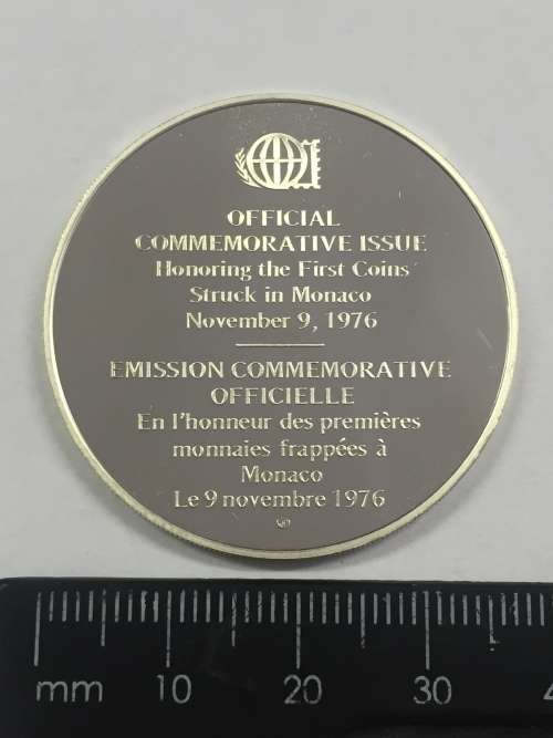 Sterling silver proof medallion honoring the First Coins struck in Monaco