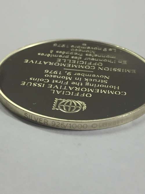 Sterling silver proof medallion honoring the First Coins struck in Monaco