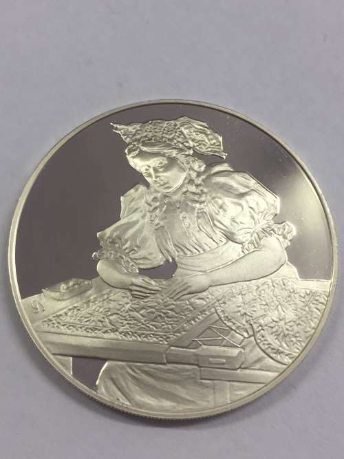 Sterling silver proof medallion honoring the Czechoslovakian folk costumes