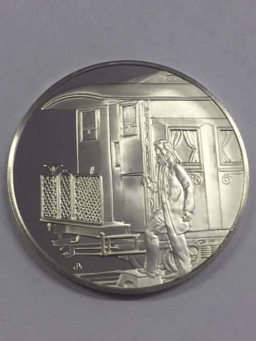 Sterling silver proof coin honoring the Centenary of the Sao Paulo / Rio de Janeiro railroad