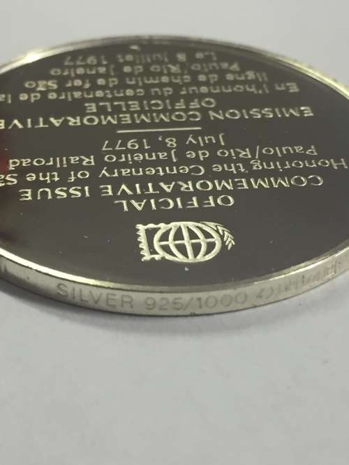 Sterling silver proof coin honoring the Centenary of the Sao Paulo / Rio de Janeiro railroad