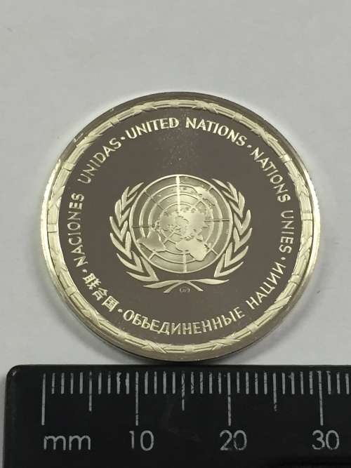 Ethiopia United Nations proof sterling silver medallion - weighs 13.6 grams