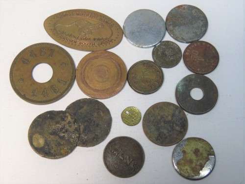 Lot of 15 unknown coins and tokens
