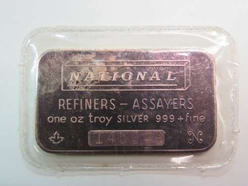 Bullion 1 Troy oz silver bar - national refiners