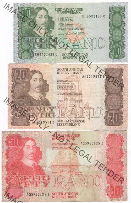 Lot of 6 old South Africa banknotes