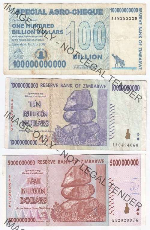 Lot of 10 better Zimbabwe banknotes