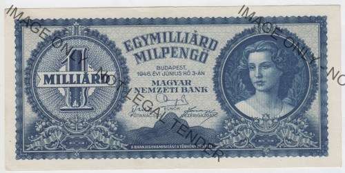 1946 Hungary One Million Billion pengo banknote - 1 000 000 000 000 000 Pengö