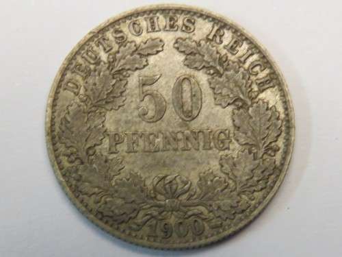 1900 J Germany silver 50 Pfennig - Very scarce