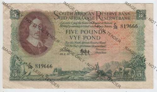MH de Kock Five Pound Melamine Note - 3rd Issue
