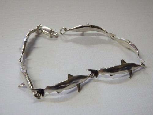 Mako Shark silver bracelet by Stuart Benade