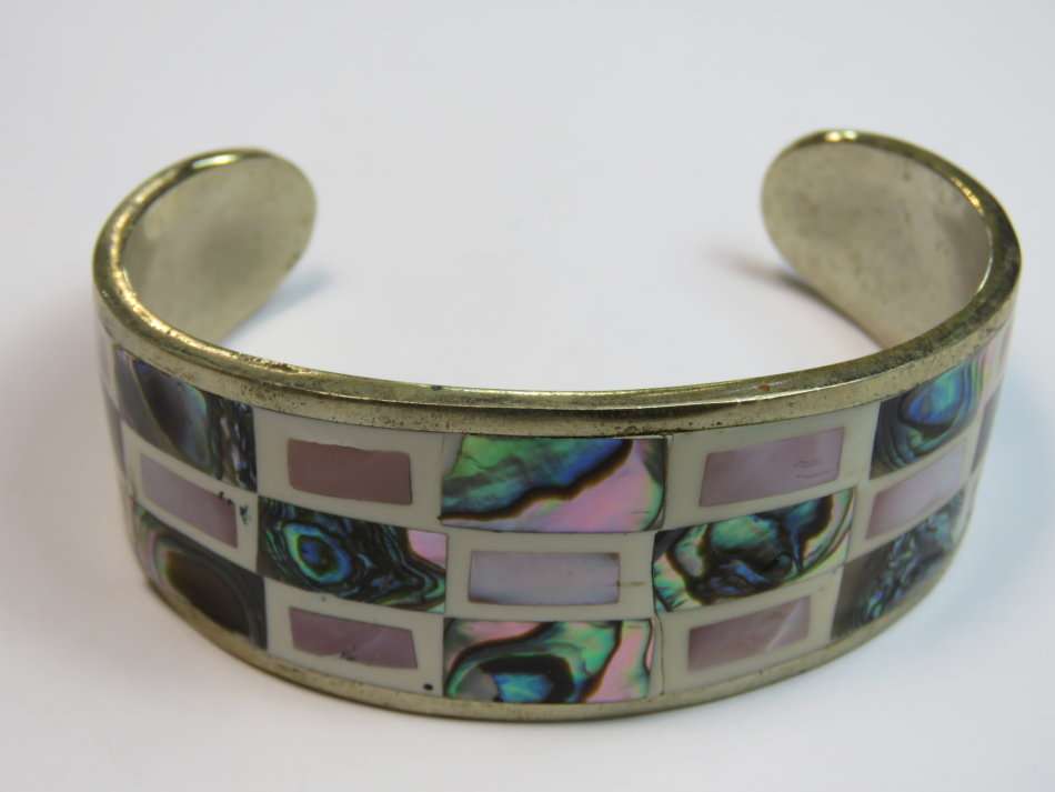 Alpaca silver mexican shell bracelet - Vintage