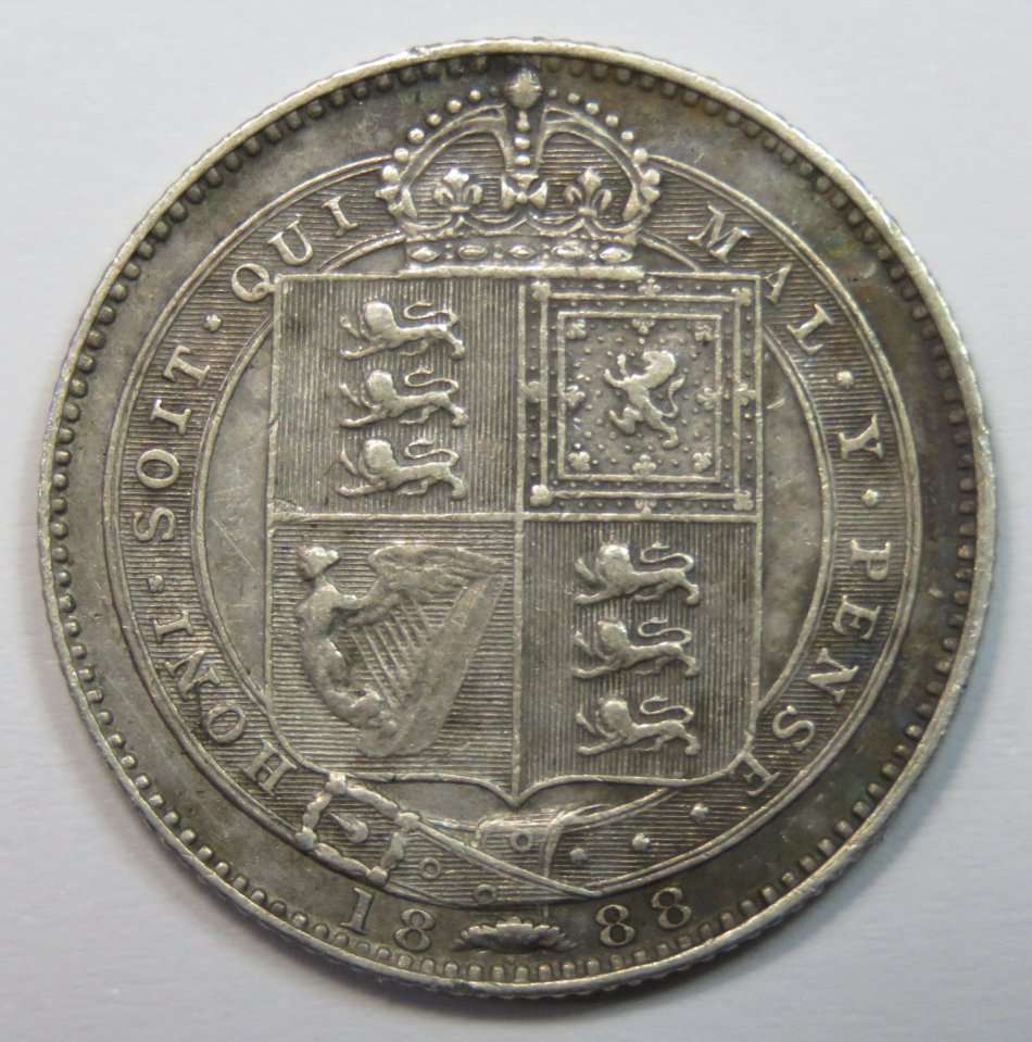 British 1888 shilling VF+