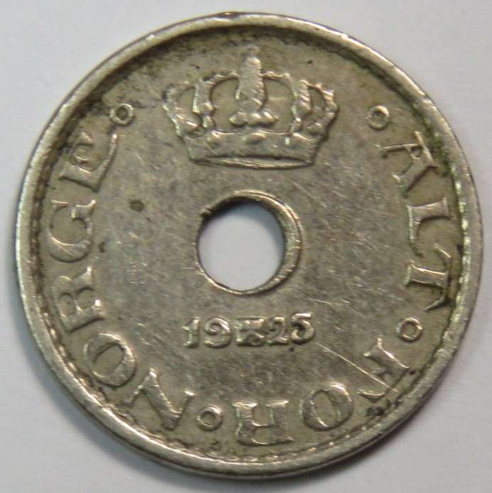 Norway 1925 - 10 ORE with 5 struck high