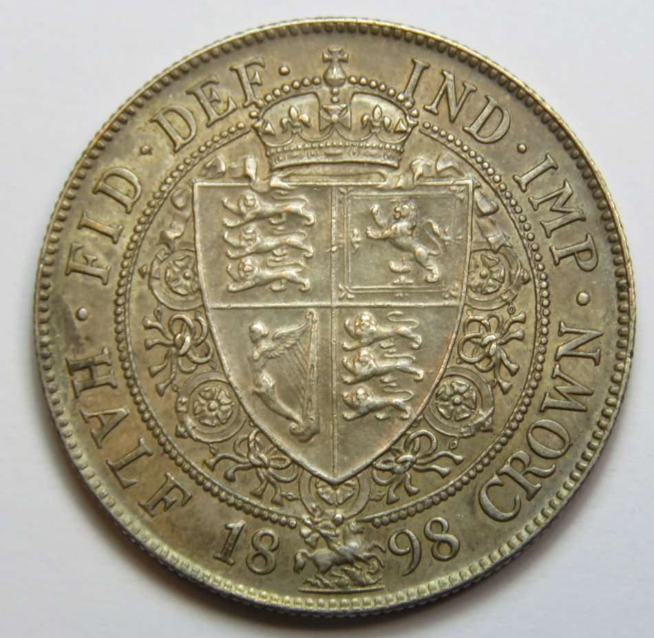 1898 British Half Crown AU+