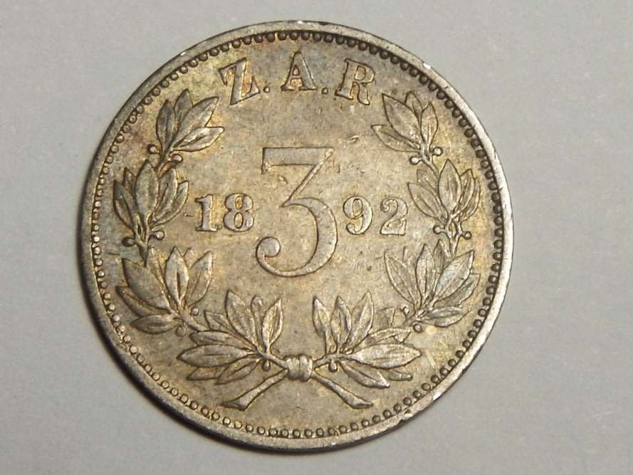 1892 ZAR Kruger 3d tickey EF