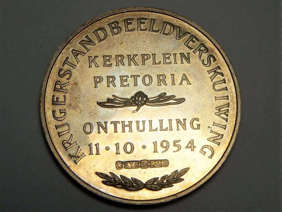 1954 Kruger-Standbeeld-Verskuiwing sterling silver medallion