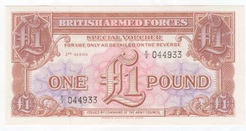British Armed Forces rare 3rd series One Pound - printed but not issued - UNC