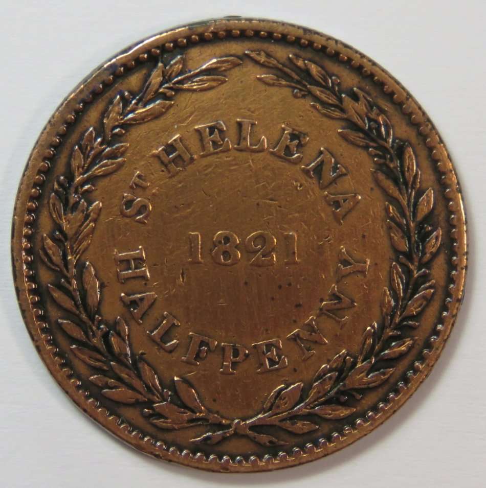 1821 St Helena half penny