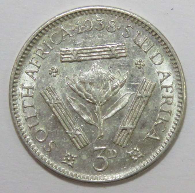 1938 tickey AU - bad strike reverse ( protea )