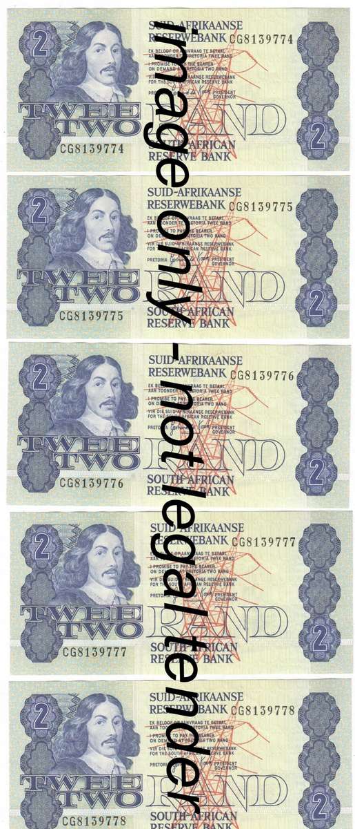 GPC de Kock 3rd Issue lot of 9 uncirculated R2 notes with consecutive numbers CG