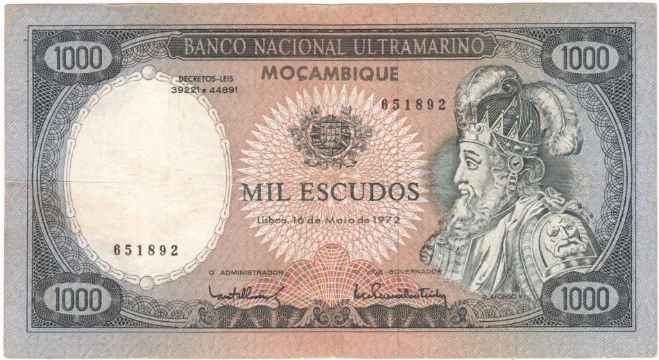 Mozambique 1972 VF+ 1000 Escudos