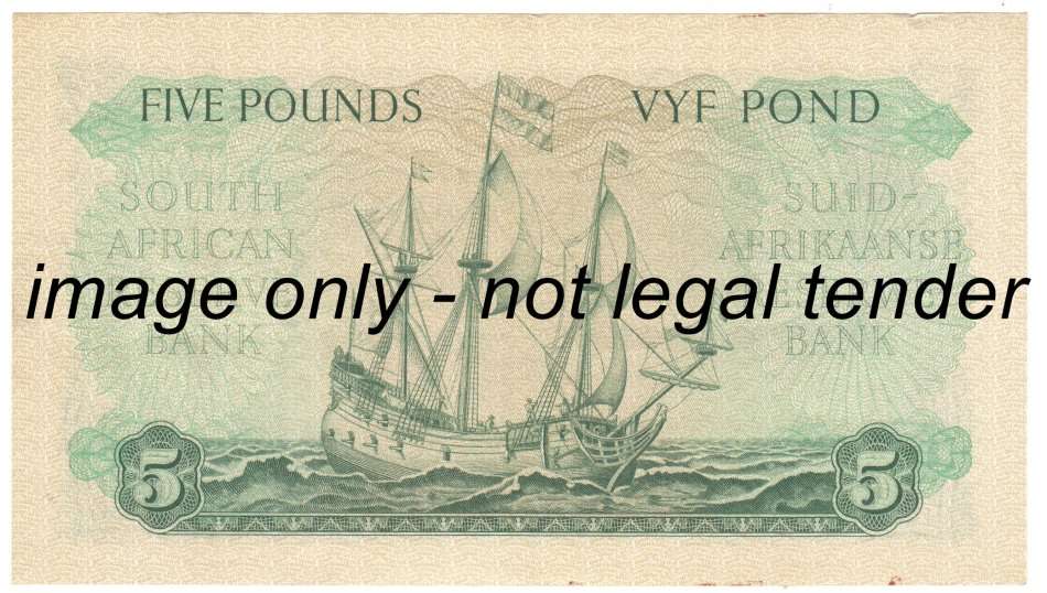 MH de Kock 1956 UNCIRCULATED 5 Pound ( 3rd Issue ) - very light folds
