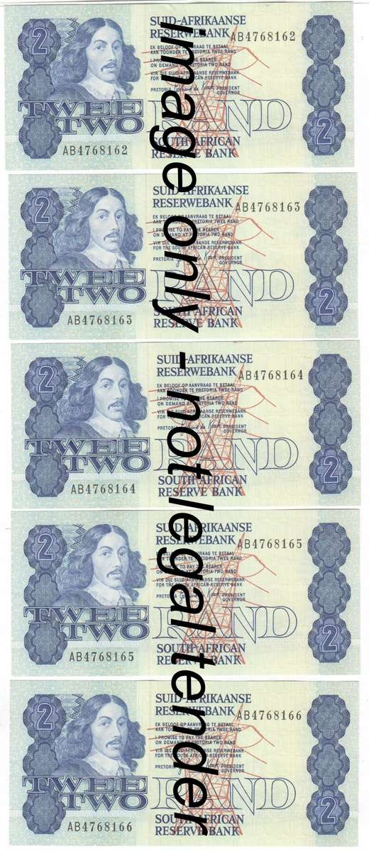GPC de Kock 5 Consecutive R2 Notes RARE 2nd Issue AB series - UNCIRCULATED