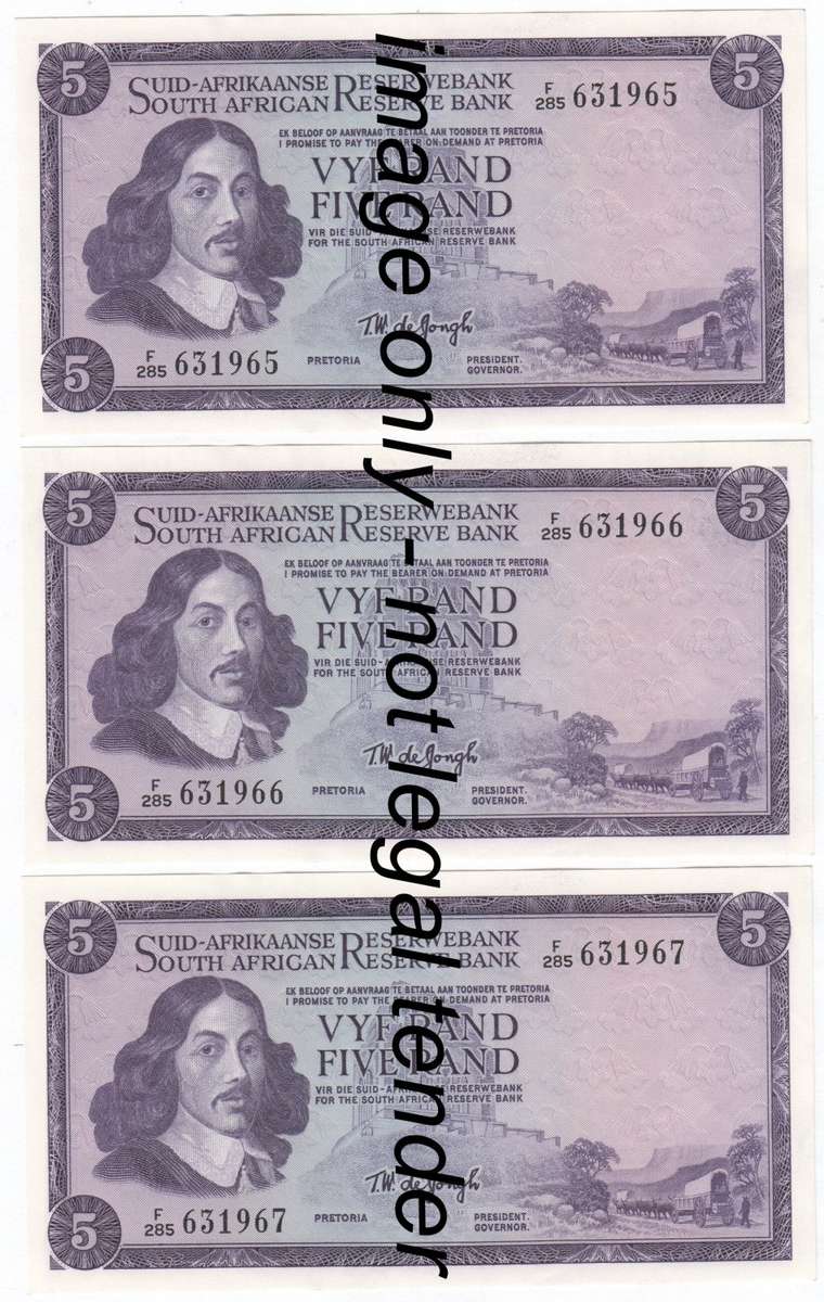 Lot of 3 Consecutive numbered notes TW de Jongh 3rd Issue - UNC