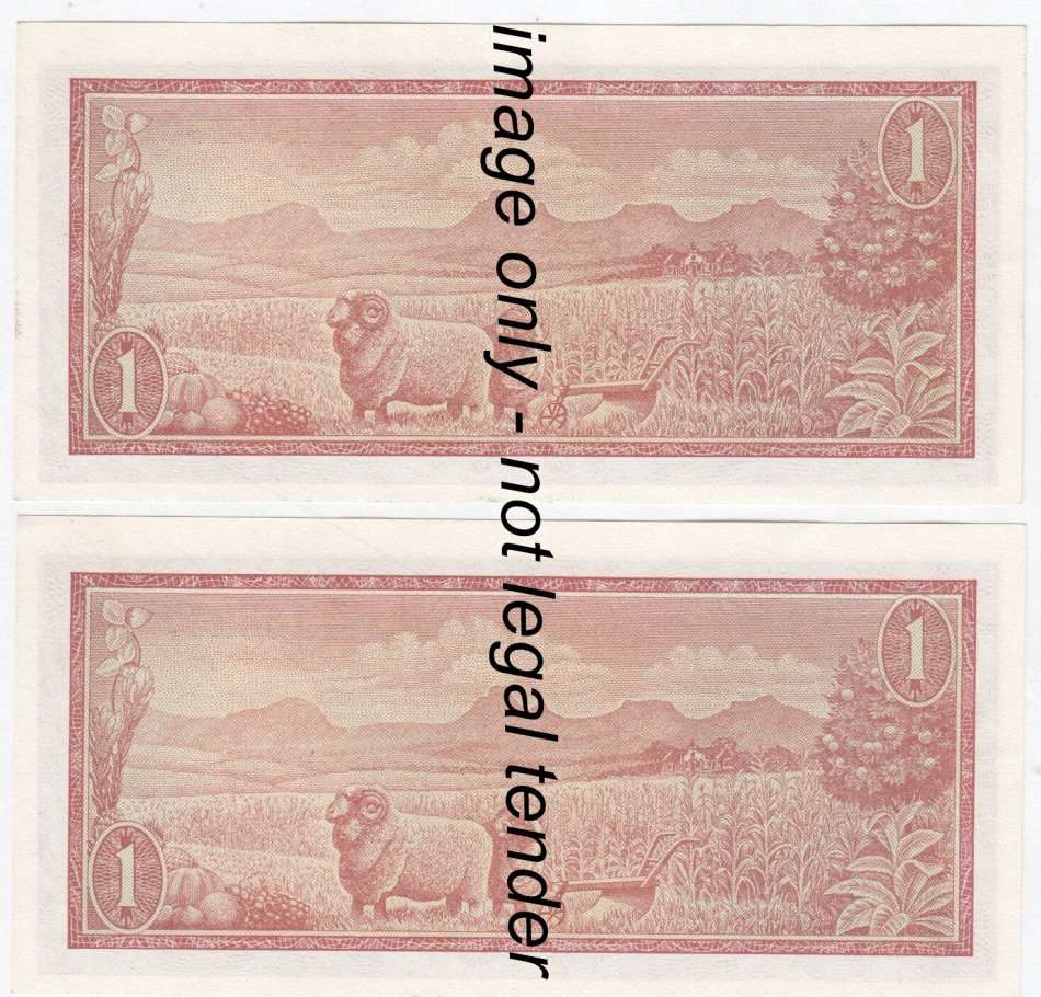1975 TW de Jongh Replacement R1 - Z33 - 2 Consecutive numbered UNCIRCULATED notes