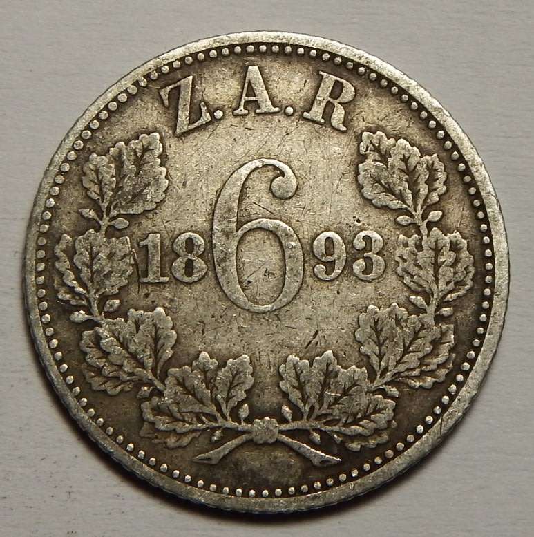 1893 ZAR Kruger silver 6d sixpence